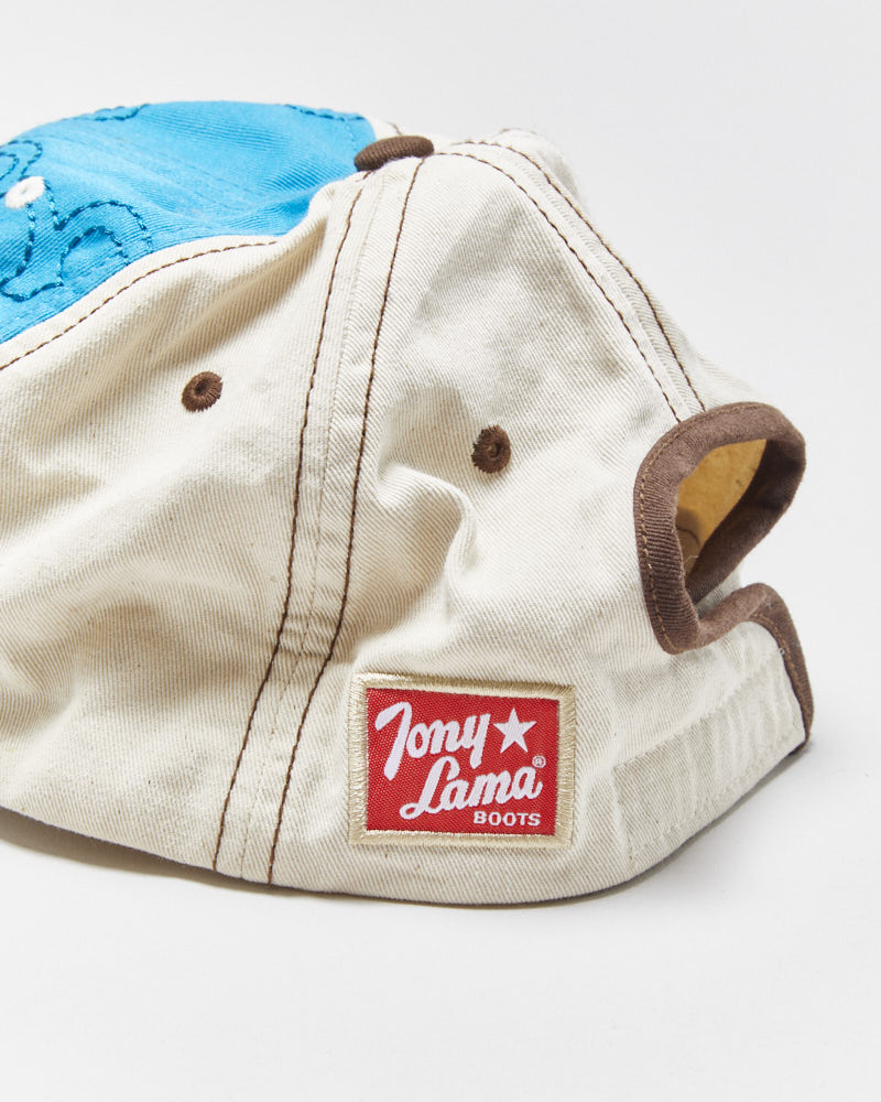 Vintage Y2K 00s Tony Lama Boots Western Contrast Stitch Embroidered Canvas Velcro Baseball Cap - OS