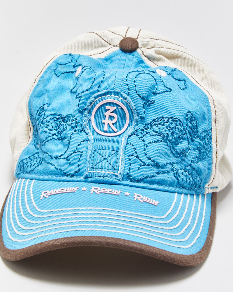 Vintage Y2K 00s Tony Lama Boots Western Contrast Stitch Embroidered Canvas Velcro Baseball Cap - OS