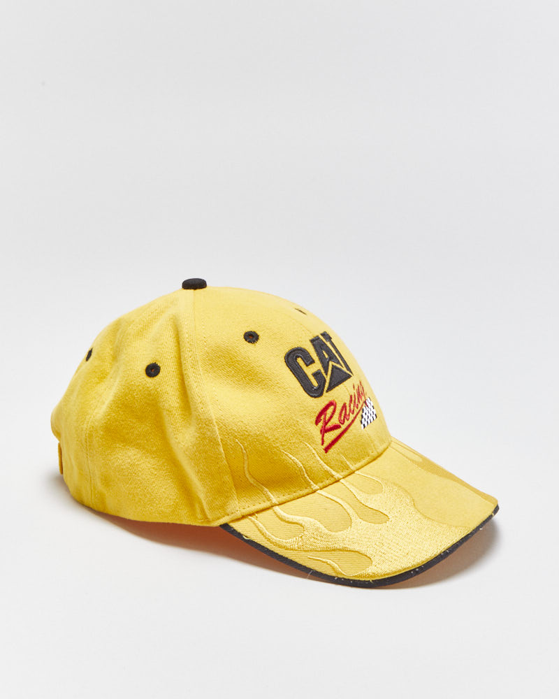 Vintage Y2K 00s CAT Racing Ward Burton #22 Canvas Flames Velcro Baseball Cap - OS