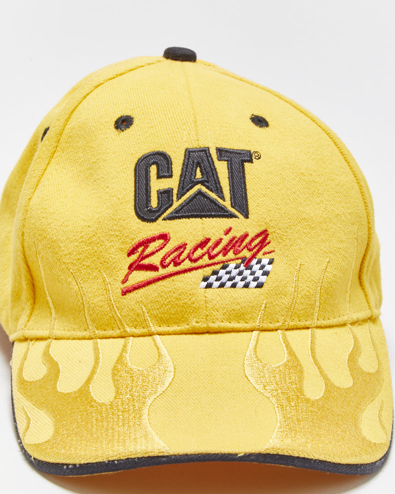 Vintage Y2K 00s CAT Racing Ward Burton #22 Canvas Flames Velcro Baseball Cap - OS