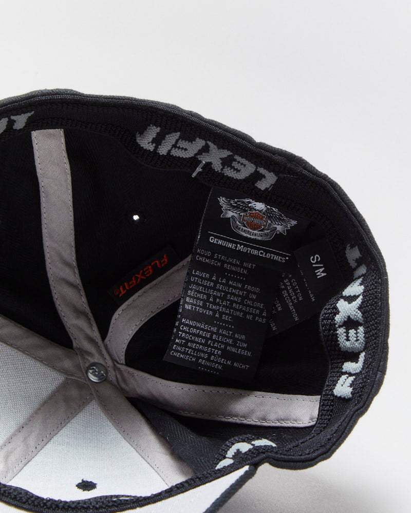 Vintage Harley Davidson Rubber Logo Canvas FlexFit Baseball Cap - S/M