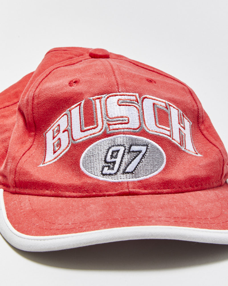 Vintage Y2K 00s Kurt Busch 97 Roush Racing Nascar Canvas Velcro Baseball Cap - OS