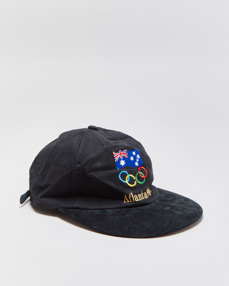 Vintage 1996 Atlanta Olympics Tartan Suede Flat Brim Mcdonald's Leather Strap Baseball Cap - OS