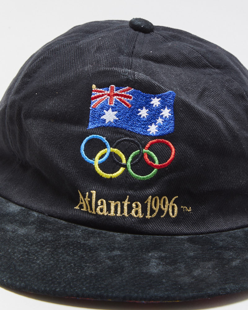 Vintage 1996 Atlanta Olympics Tartan Suede Flat Brim Mcdonald's Leather Strap Baseball Cap - OS