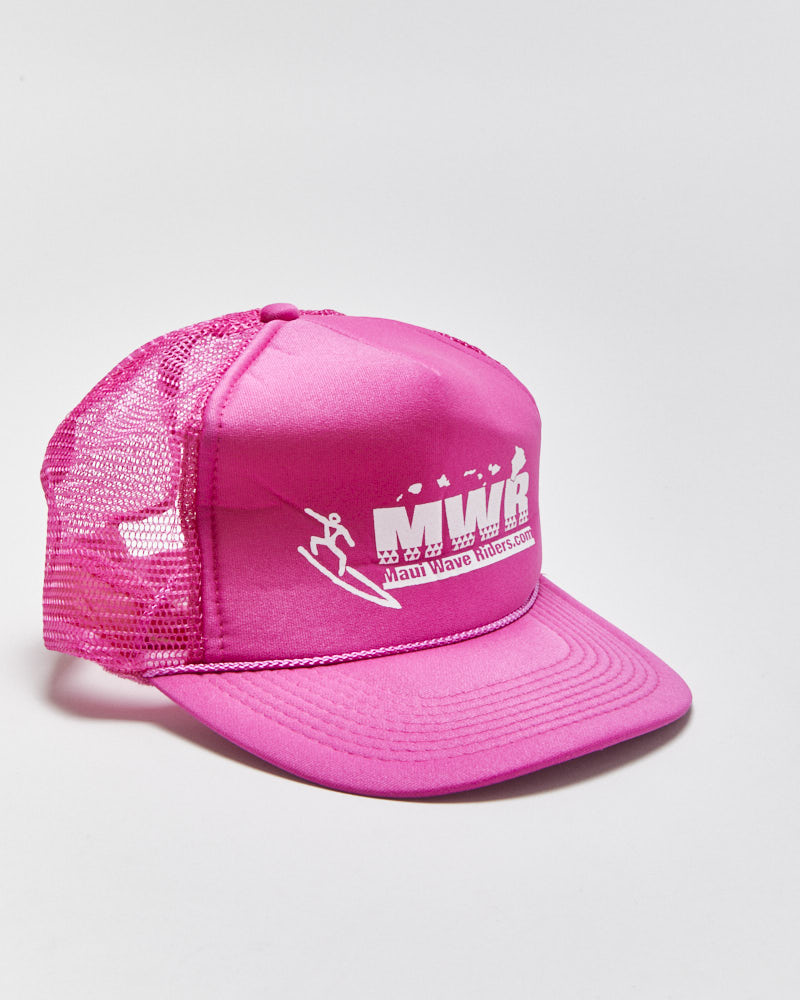 Vintage Y2K 00s Maui Wave Riders Hot Pink Rope Peak Trucker Hat - OS