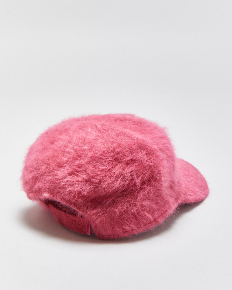 Vintage Y2K 00s Hot Pink Angora Blend Velcro Baseball Cap - OS
