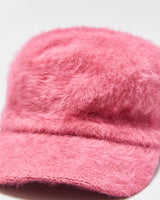 Vintage Y2K 00s Hot Pink Angora Blend Velcro Baseball Cap - OS