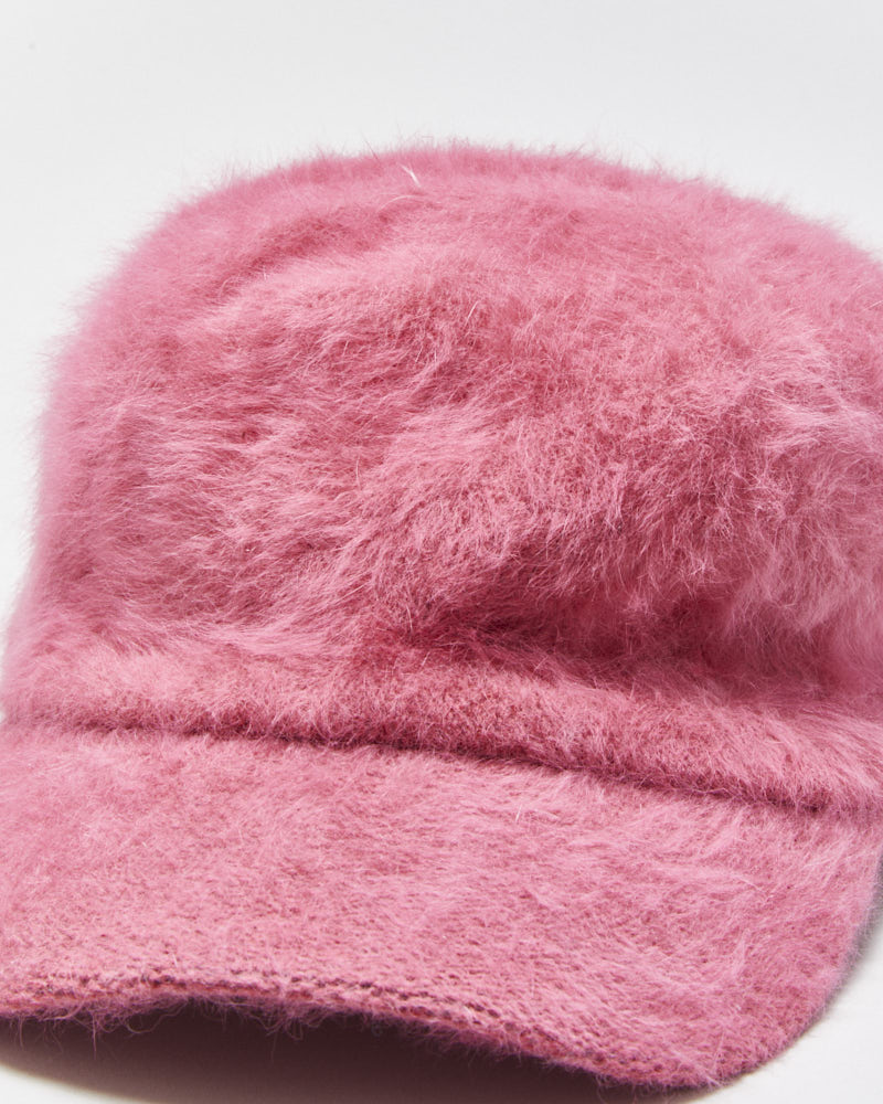 Vintage Y2K 00s Hot Pink Angora Blend Velcro Baseball Cap - OS