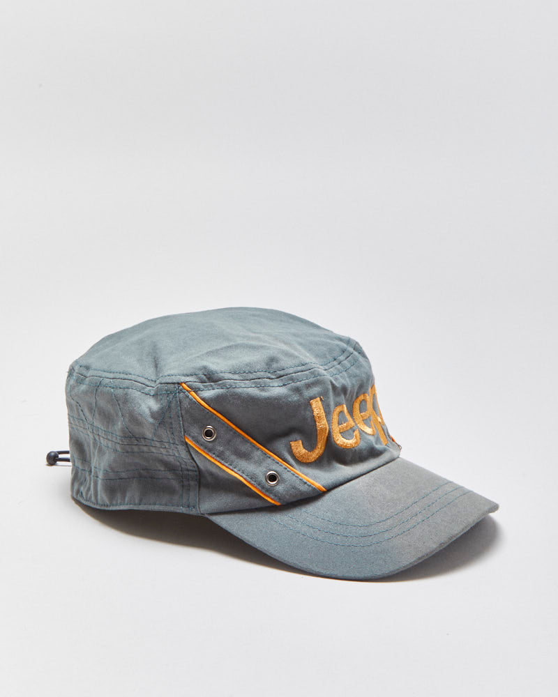Vintage Jeep Khaki Embroidered Adjustable Canvas Army Cap - OS