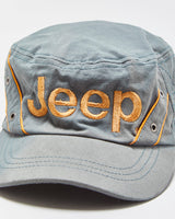 Vintage Jeep Khaki Embroidered Adjustable Canvas Army Cap - OS