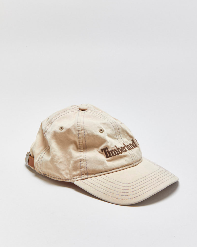 Vintage Y2K 00s Timberland Khaki Canvas Leather Strap Baseball Cap - OS
