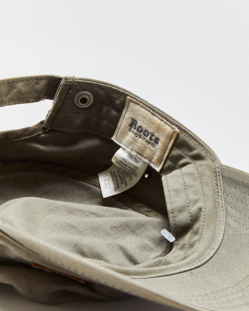 Vintage Y2K 00s Roots Khaki Organic Canvas Army Cap - OS