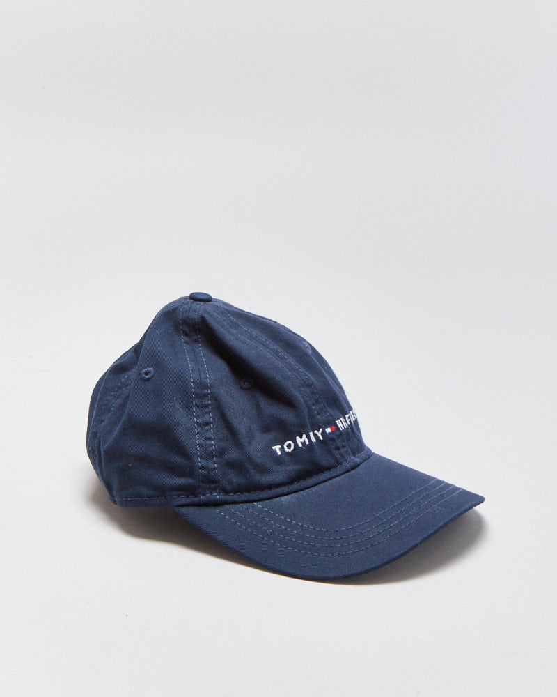 Vintage Tommy Hilfiger Embroidered Canvas Leather Strap Baseball Cap - OS