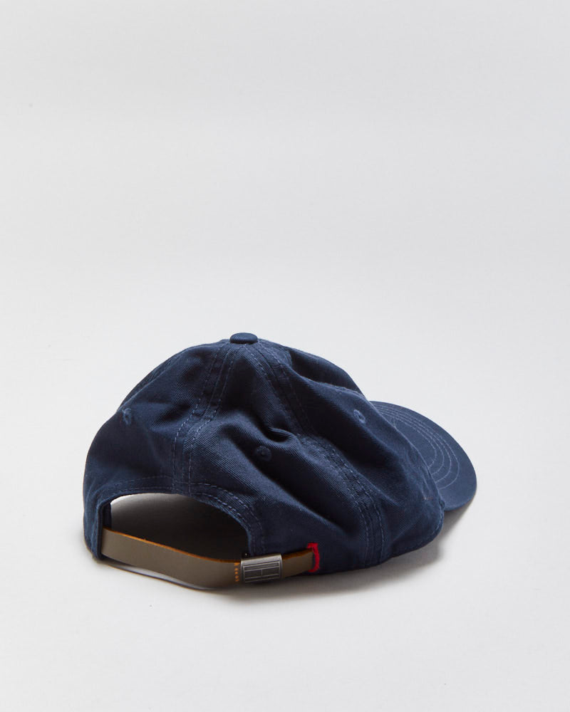 Vintage Tommy Hilfiger Embroidered Canvas Leather Strap Baseball Cap - OS