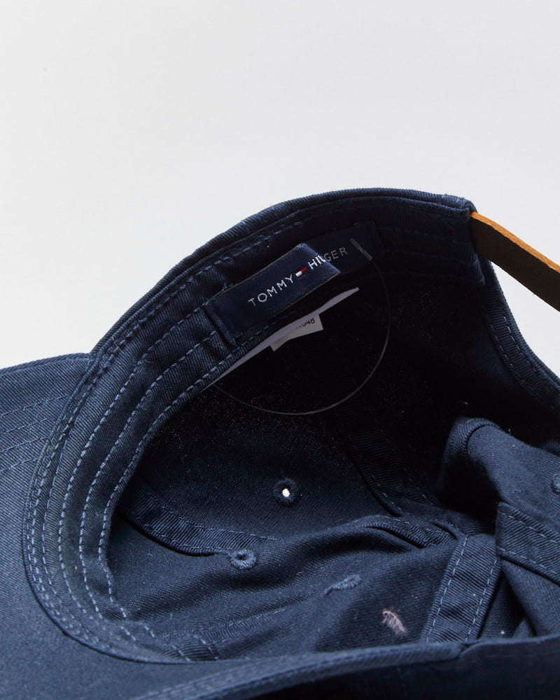Vintage Tommy Hilfiger Embroidered Canvas Leather Strap Baseball Cap - OS