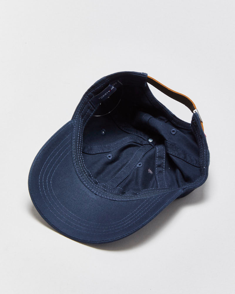 Vintage Tommy Hilfiger Embroidered Canvas Leather Strap Baseball Cap - OS