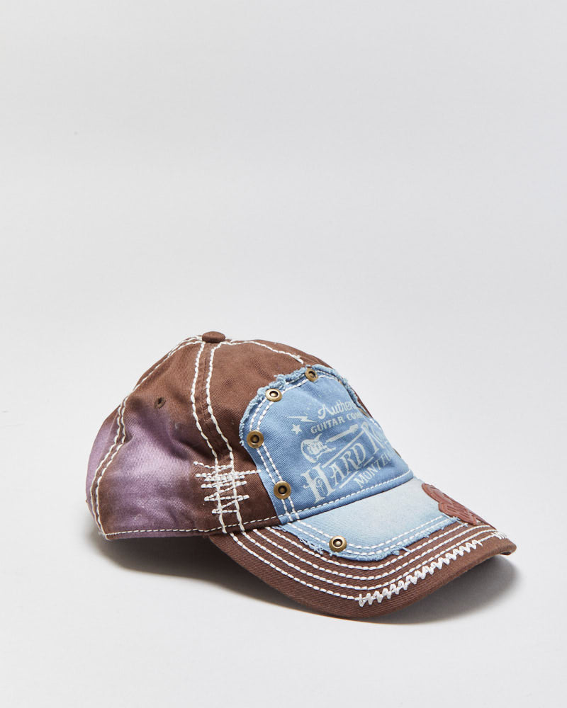 DS Vintage Y2K 00s Hard Rock Dyed Contrast Stitch Denim Patch Baseball Cap - OS