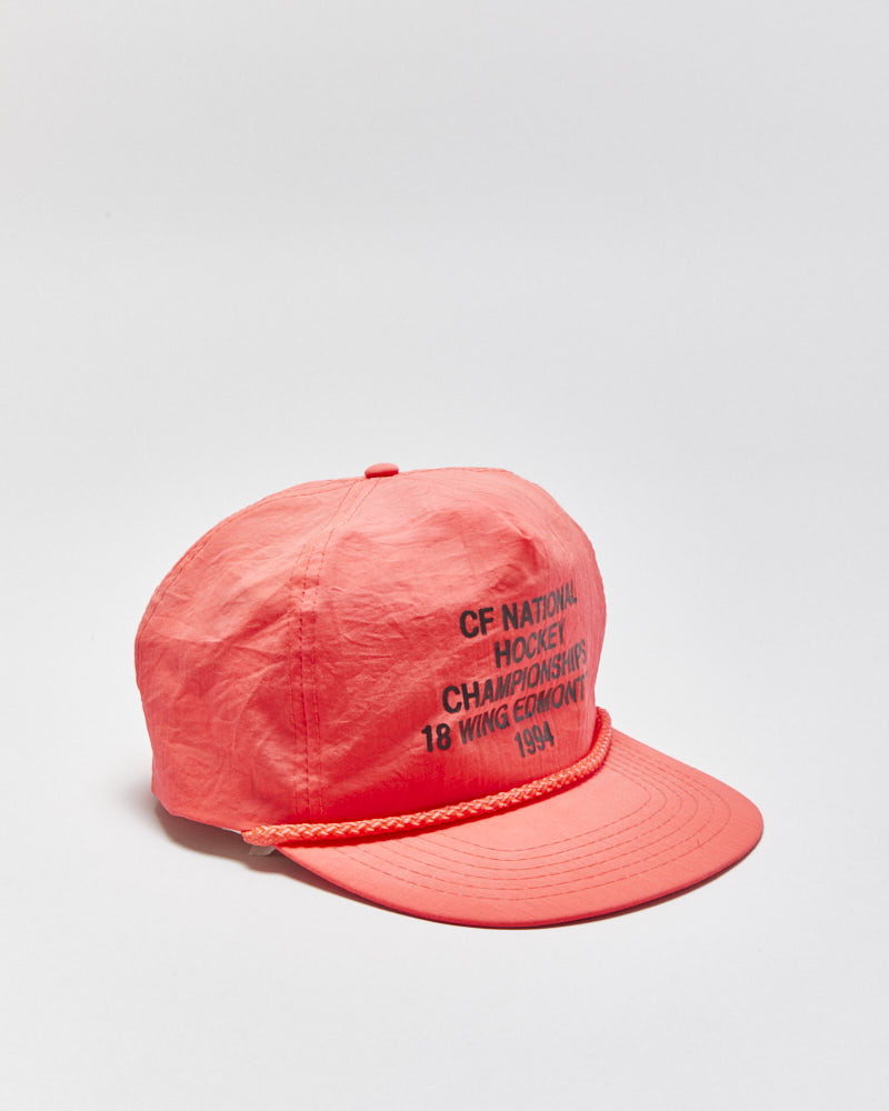 DS Vintage 1994 CF National Hockey Championships Neon Pink Rope Peak Flat Brim Trucker Hat - OS