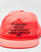 DS Vintage 1994 CF National Hockey Championships Neon Pink Rope Peak Flat Brim Trucker Hat - OS