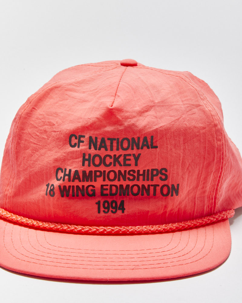 DS Vintage 1994 CF National Hockey Championships Neon Pink Rope Peak Flat Brim Trucker Hat - OS
