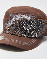 DS Vintage Y2K 00s Live &amp; Ique Bead Embellished Canvas Velcro Army Cap - OS