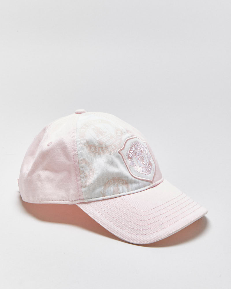 Vintage Y2K 00s Manchester United FC Baby Pink Contrast Canvas Velcro Football Cap - OS
