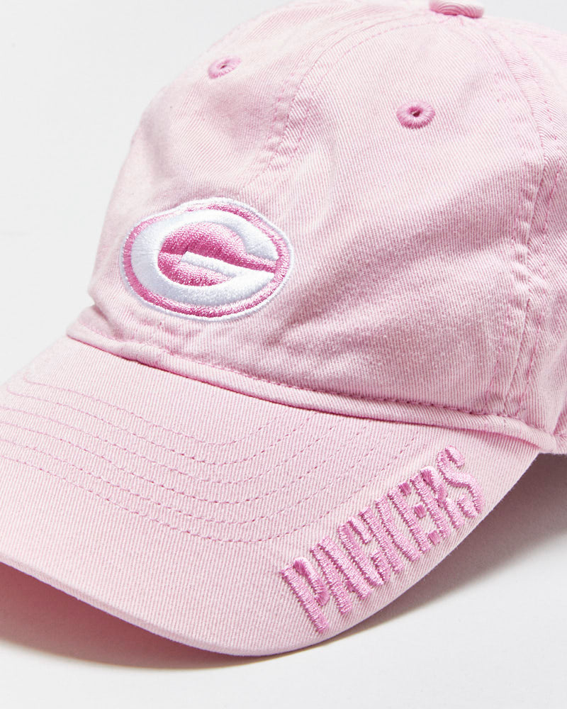 DS Vintage Y2K 00s Reebok Green Bay Packers Baby Pink Canvas NFL Baseball Cap - OS
