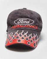 Vintage Y2K 00s Ford Racing Distressed Canvas Flames Baseball Cap - OS