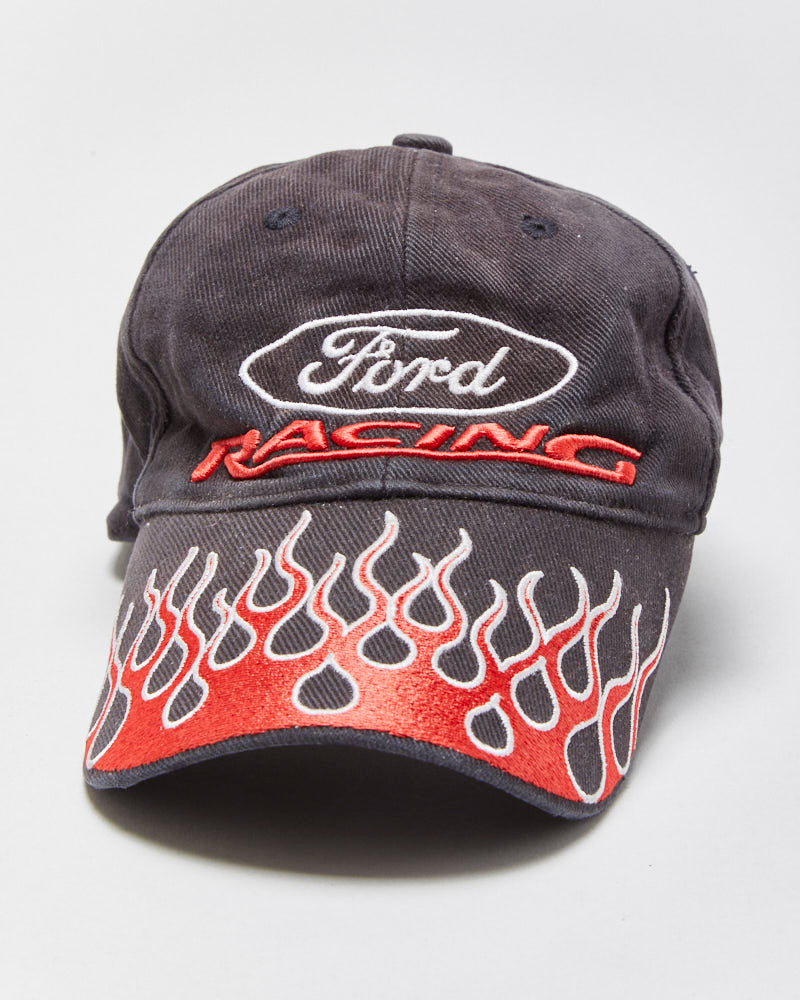 Vintage Y2K 00s Ford Racing Distressed Canvas Flames Baseball Cap - OS