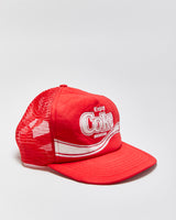 DS Vintage 1980s Coca Cola Puff Print Flat Brim Trucker Hat - OS