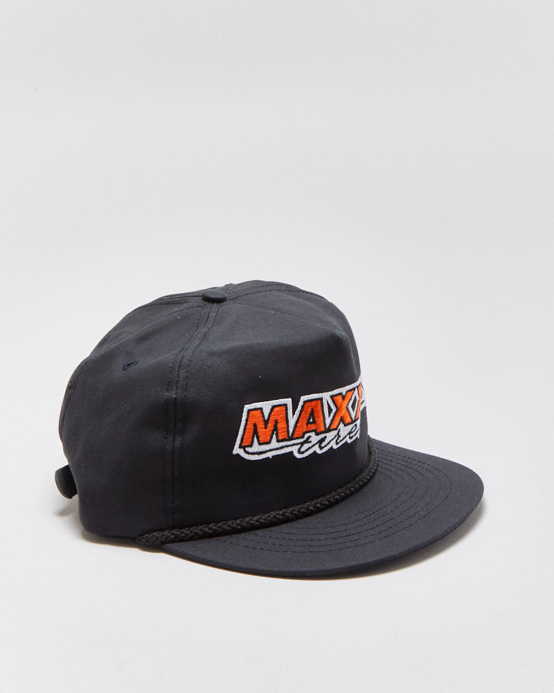 DS Vintage Y2K 00s Maxxis Tires Rope Peak Made In USA Leather Strap Flat Brim Trucker Hat - OS