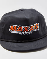DS Vintage Y2K 00s Maxxis Tires Rope Peak Made In USA Leather Strap Flat Brim Trucker Hat - OS