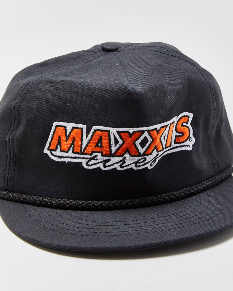 DS Vintage Y2K 00s Maxxis Tires Rope Peak Made In USA Leather Strap Flat Brim Trucker Hat - OS