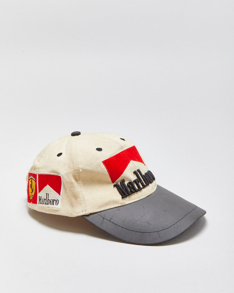 Vintage 1990s Malboro Racing Ferrari Canvas Velcro Baseball Cap - OS