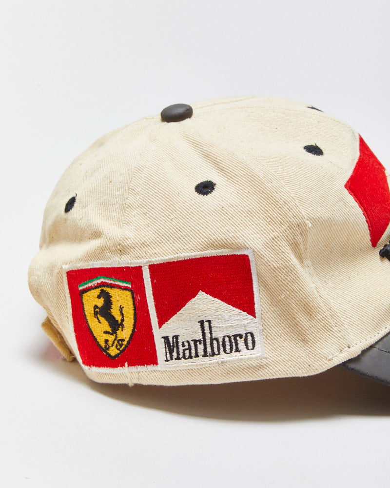 Vintage 1990s Malboro Racing Ferrari Canvas Velcro Baseball Cap - OS