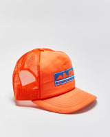 DS Vintage 1980s Alsa Paving Neon Puff Print Curve Brim Trucker Hat - OS