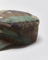 Vintage 1990s U.S Military Woodland Camo Waxed Canvas Made In USA Army Cap - M/L