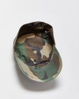 Vintage 1990s U.S Military Woodland Camo Waxed Canvas Made In USA Army Cap - M/L