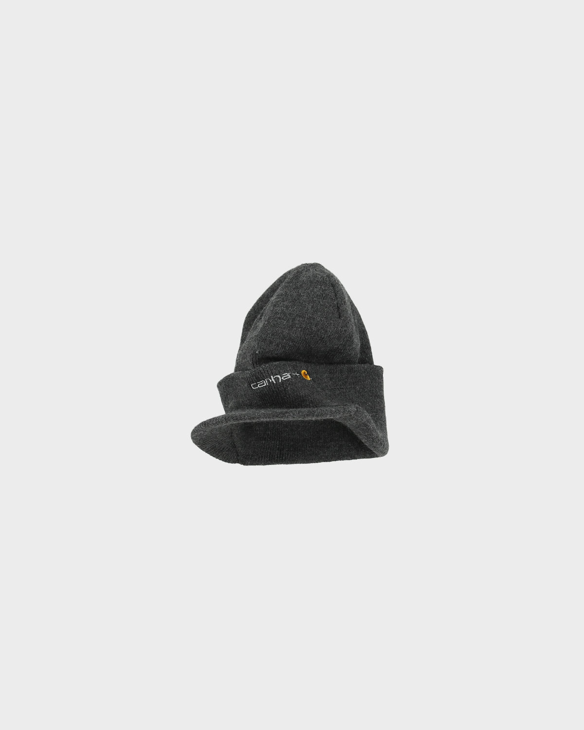 Vintage Carhartt Grey Embroidered Knit Visor Beanie - OS