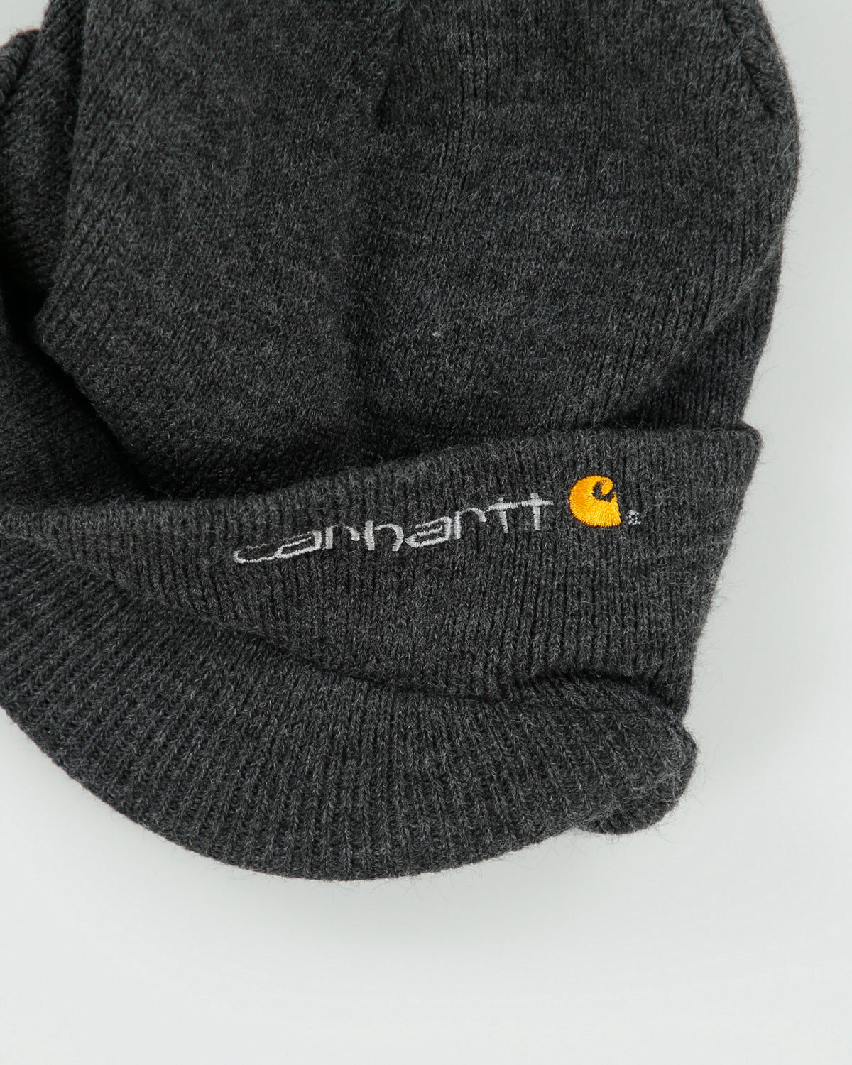Vintage Carhartt Grey Embroidered Knit Visor Beanie - OS