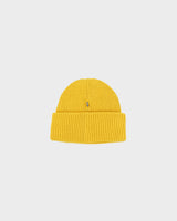 DS Fjall Raven Mustard Heavy 1960 Logo Wool Knit Ribbed Beanie - OS