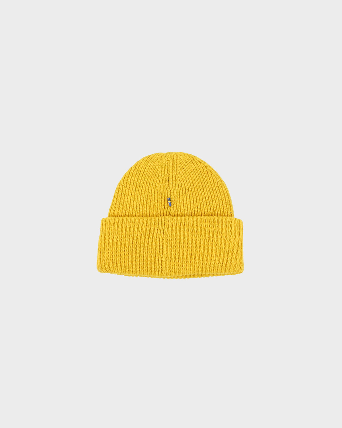 DS Fjall Raven Mustard Heavy 1960 Logo Wool Knit Ribbed Beanie - OS