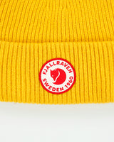 DS Fjall Raven Mustard Heavy 1960 Logo Wool Knit Ribbed Beanie - OS