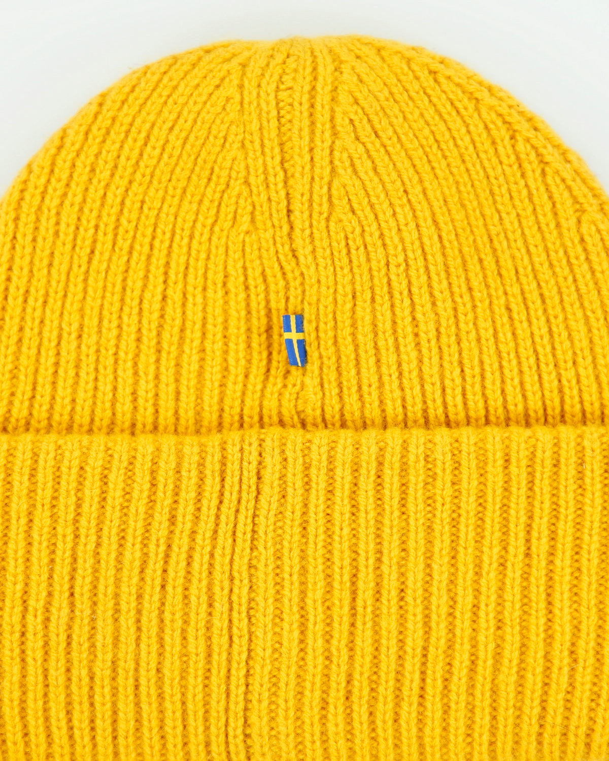 DS Fjall Raven Mustard Heavy 1960 Logo Wool Knit Ribbed Beanie - OS