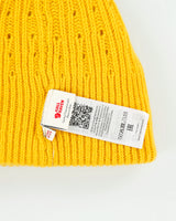 DS Fjall Raven Mustard Heavy 1960 Logo Wool Knit Ribbed Beanie - OS