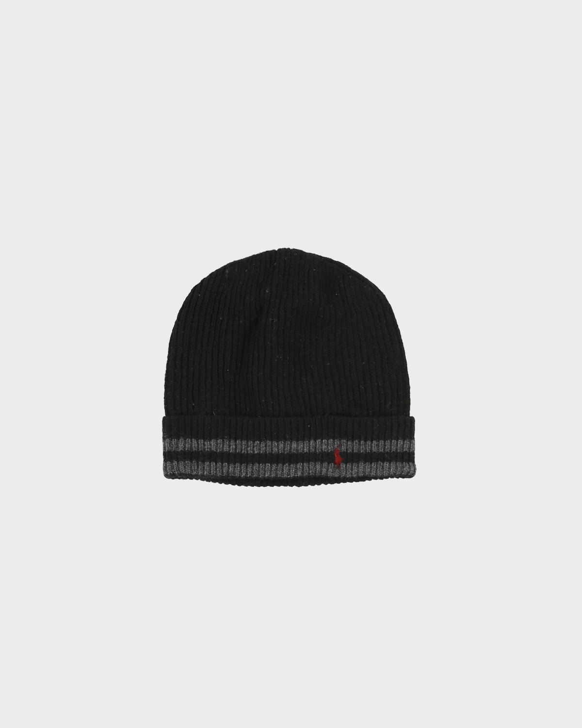 Vintage Polo Ralph Lauren Logo Embroidered Striped Wool Blend Knit Ribbed Beanie - OS