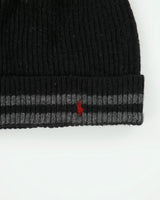 Vintage Polo Ralph Lauren Logo Embroidered Striped Wool Blend Knit Ribbed Beanie - OS