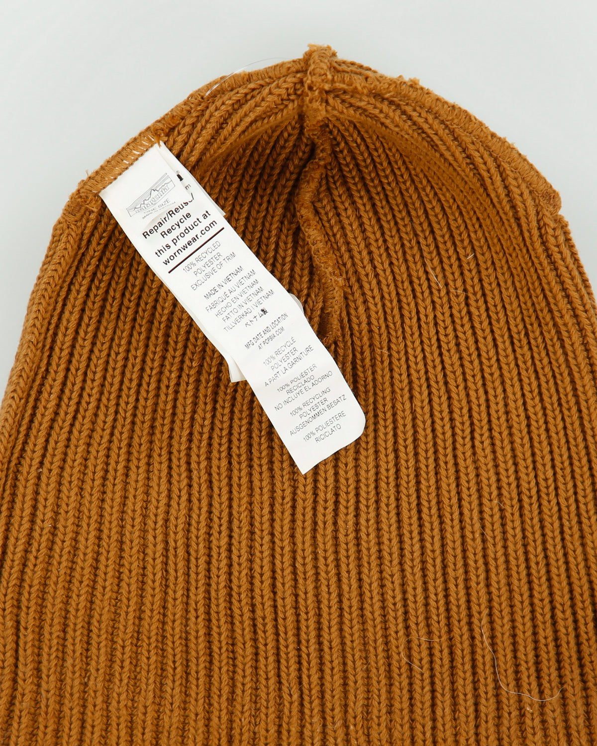 Patagonia Tan Fishermans Rolled Knit Ribbed Beanie - OS