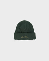 Lacoste Live Forest Green Heavy Cashmere Blend Knit Ribbed Beanie - OS
