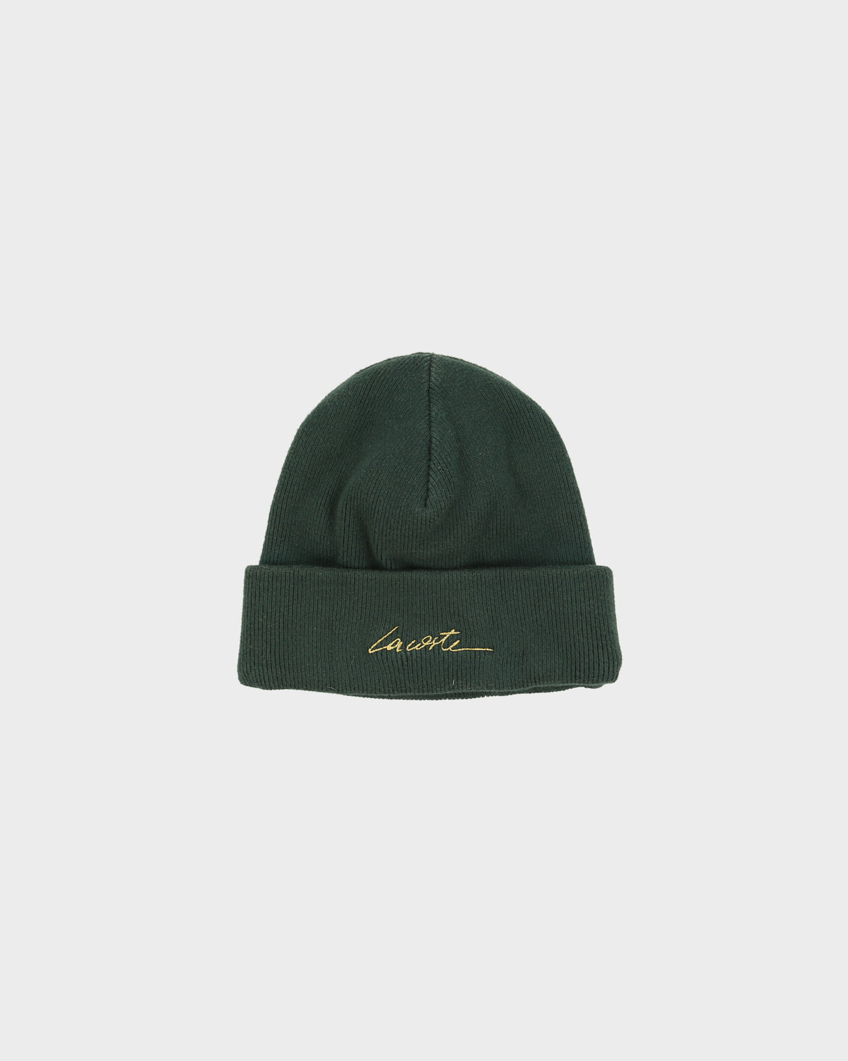 Lacoste Live Forest Green Heavy Cashmere Blend Knit Ribbed Beanie - OS